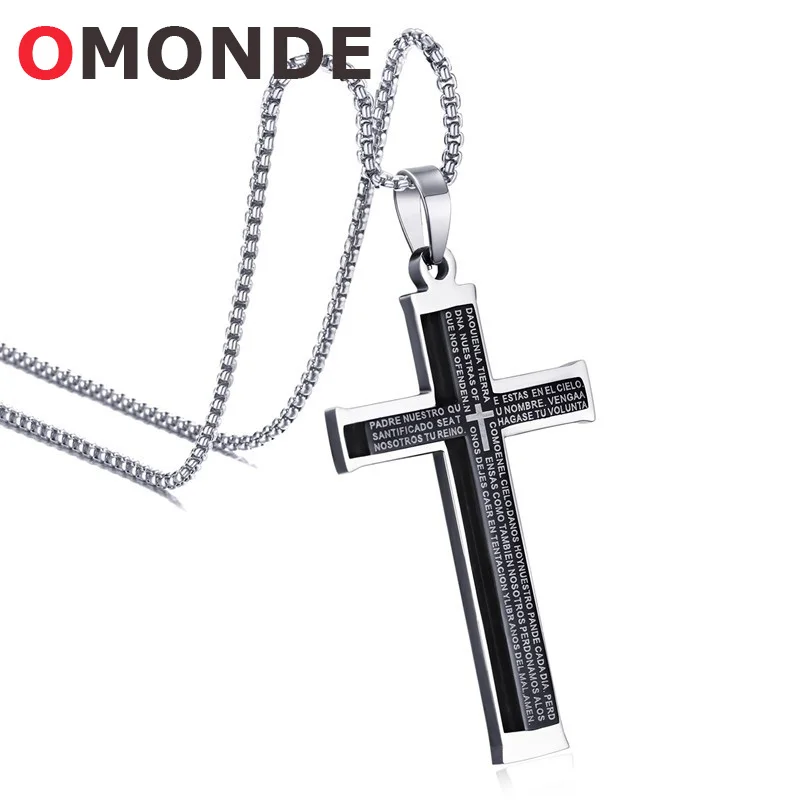 OMONDE новое поступление черный цвет с Иисусом из нержавеющей стали Христианский