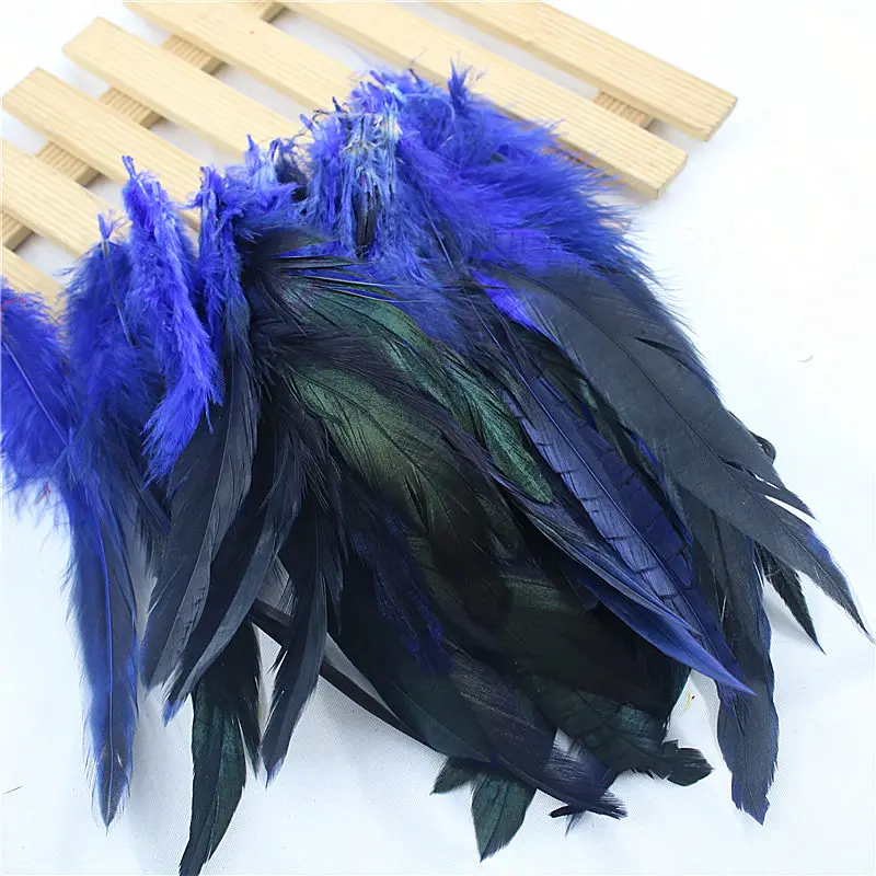 blue Venda 50 pchs/lote barato plumas de penas, 5-8inch13-20cm, натуральный jóias pluma de penas de galinha penas galo cor DIY - Цвет: blue