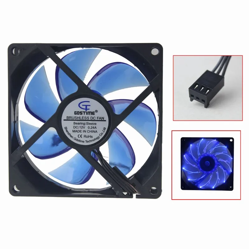 5 шт. Gdstime 90 мм PC чехол для компьютера 15 синий светодиодный вентилятор охлаждения