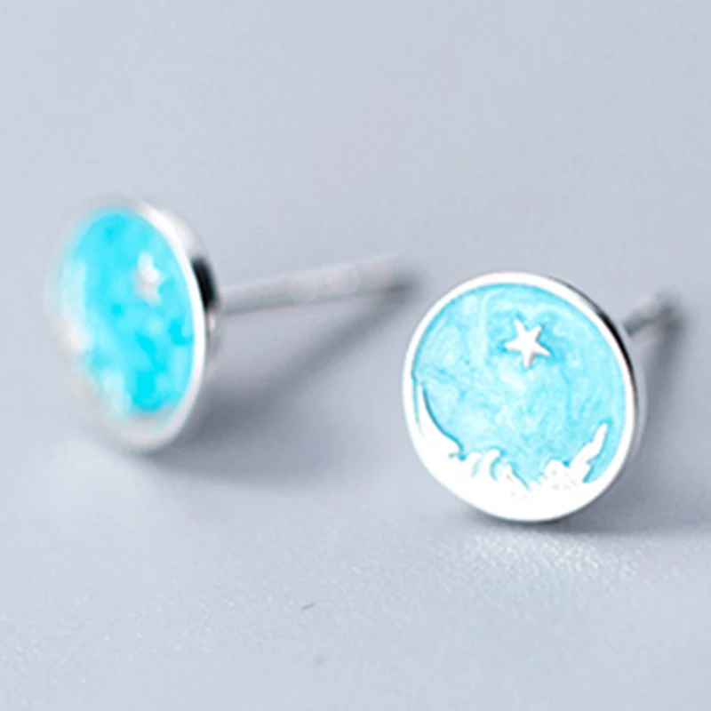 Модный светильник новые круглые серьги гвоздики из стерлингового серебра 925