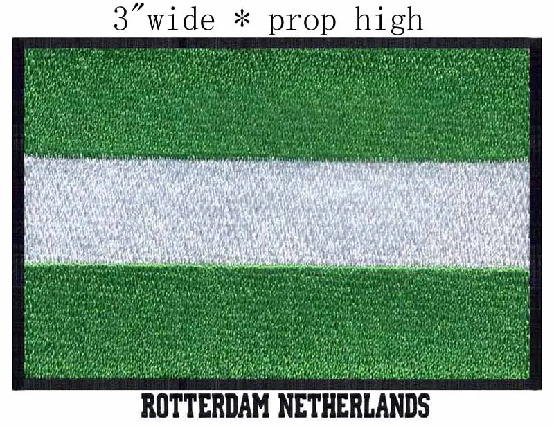 

Роттердам, Нидерланды флаг 3 "Широкая вышивка патч для Байкерская нашивка на жилет/железные нашивки для одежды/Бренд Патч