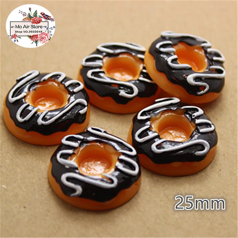 

10PCS Chocolate donut Resin Flat back Cabochon Miniature food Art Supply Decoration Charm Craft DIY Accessories