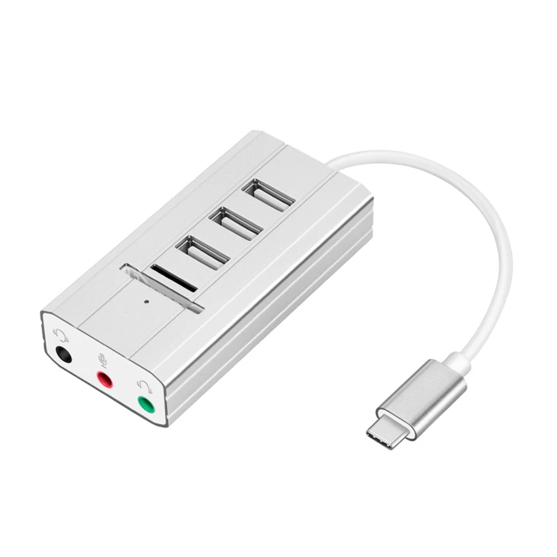 Адаптер для usb-концентратора типа c 8 в 1 концентратор USB Type C адаптер с 3 портами(стандарт c/Micro SD устройство для считывания/записи аудио микрофона свинина Поддержка OTG USB флэш накопитель для Windows, Mac Book и т. д