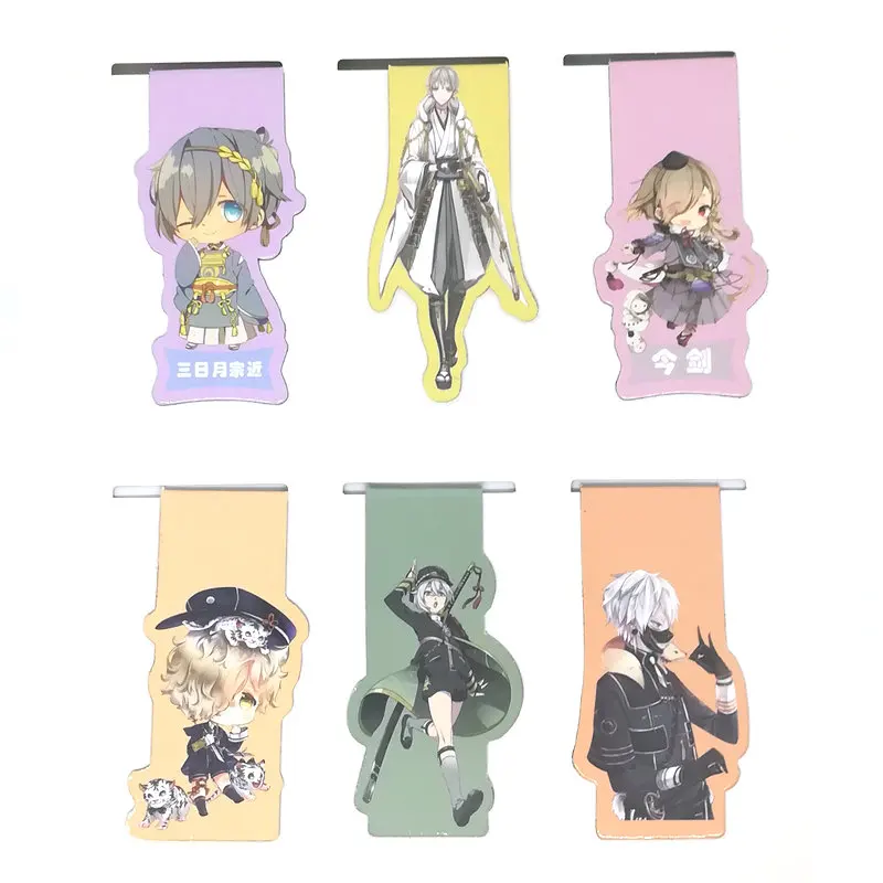 6 шт. Touken Ranbu Online Аниме Закладка на магните Мультфильм магнит ребенок студент Kawaii