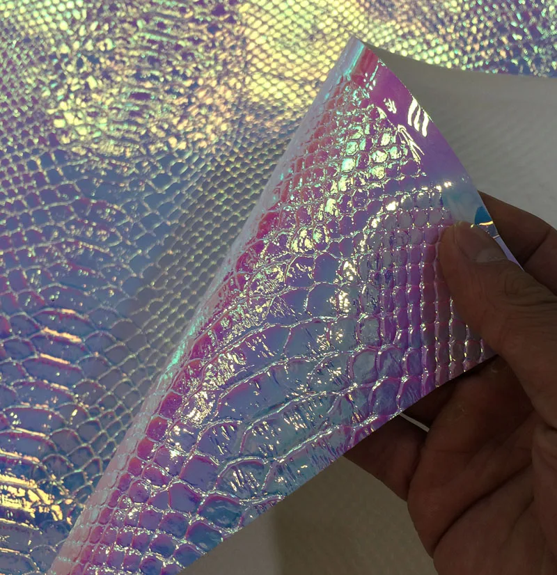 Модная голографическая искусственная змеиная кожа материал из искусственной