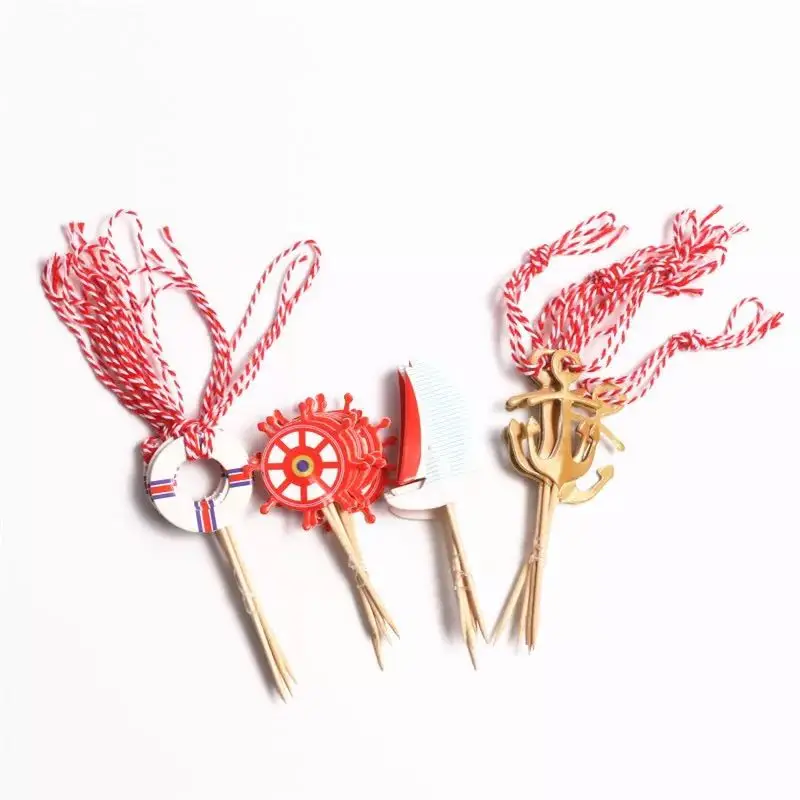 Флаг для торта с морскими животными парусная лодка руль Детский милый десерт