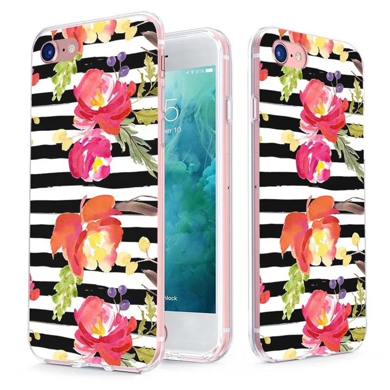 MLCRIYG мягкий телефон чехол для iPhone 6 S Plus 7 8 X TPU цветной цветок пиццы Бабочка узор Fundas