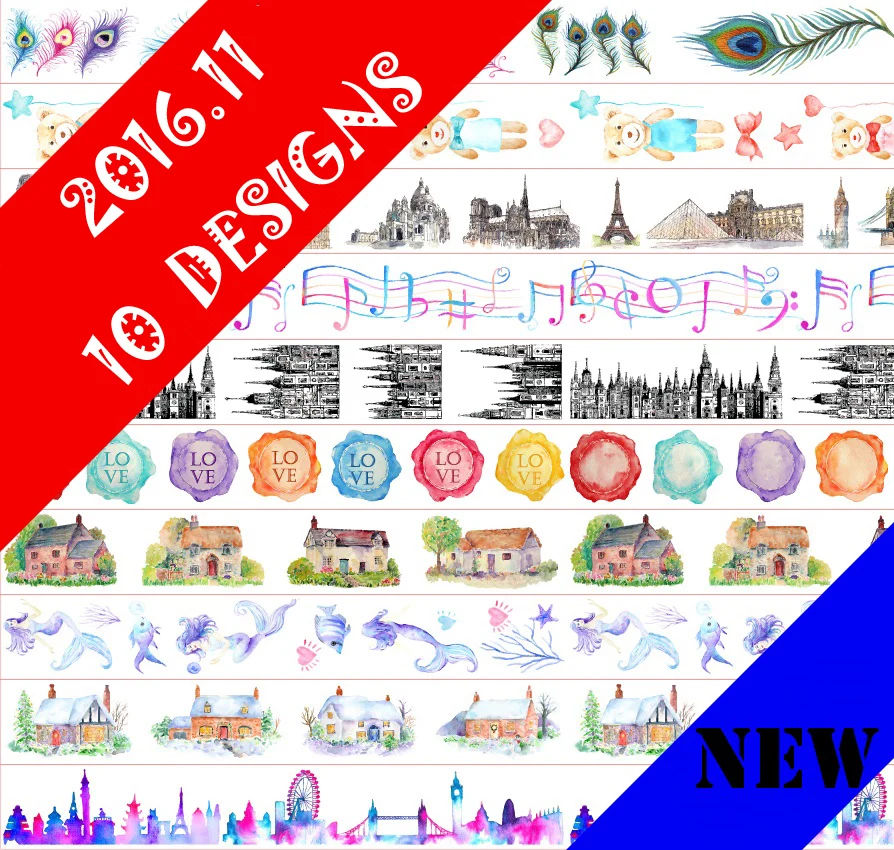 10 новых Дизайнов! Русалка/перо/Любовь/строительный узор японская Васи