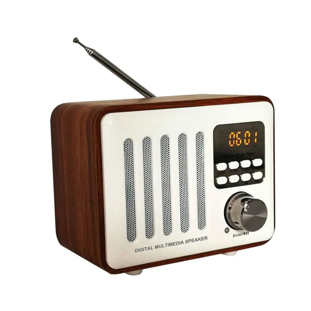 Bluetooth динамик деревянный ящик ретро беспроводной FM радио цифровой мультимедийный плеер 2019new