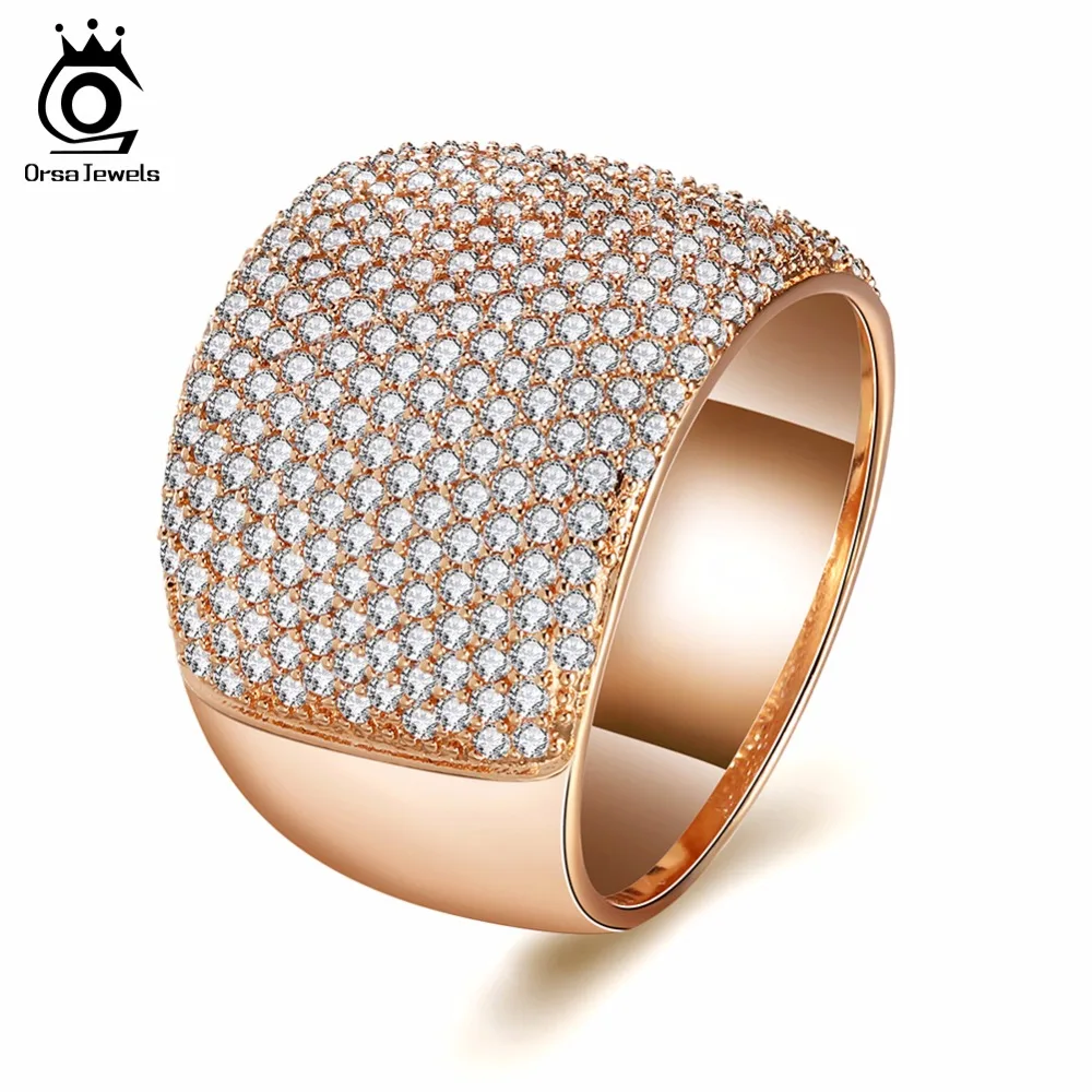 ORSA JEWELS Женское Обручальное кольцо с AAA прозрачным кубическим цирконием, 16 мм ширина, модные вечерние ювелирные изделия OMR09