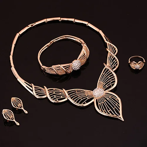 Princess Sweet Jewelry Set KC Gold-color Hollow Necklace Bangle Ring Earring | Украшения и аксессуары