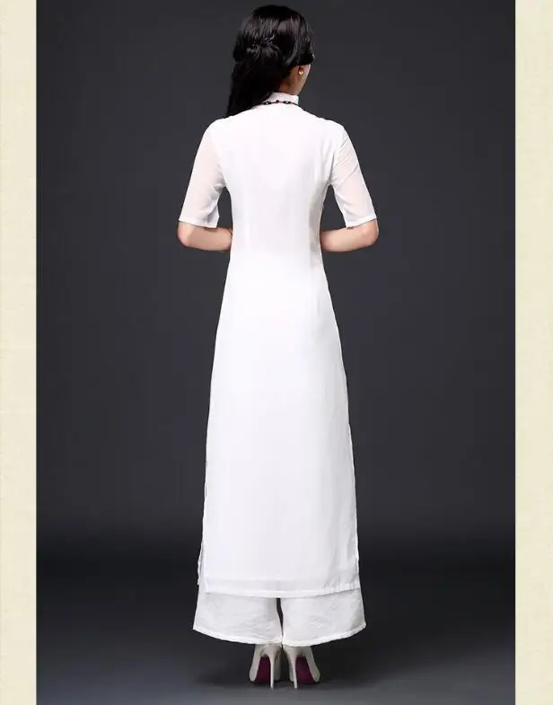 Традиционное Вьетнам аозай Cheongsam Лето Восточный платье в китайском стиле Ципао платье и Штаны