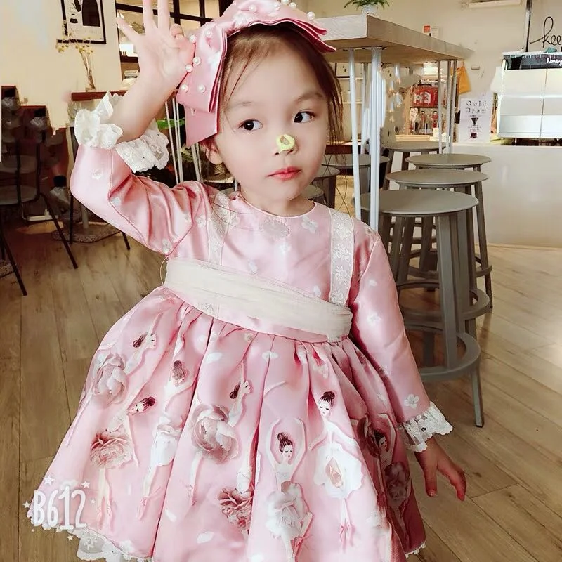

2019winter Spanish Girls Court Style Silk Sweet Lolita Princess Quality Dress Girls Wedding Party Dress Girls Christmas Dress