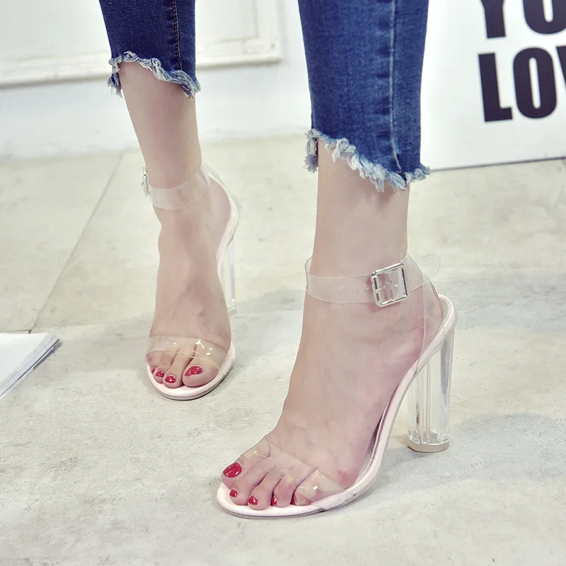 Сандалии женские на высоком каблуке туфли лодочки Хрустальный открытый носок