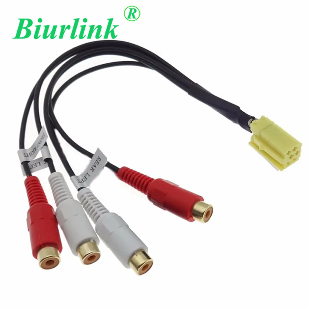 Biurlink 2 шт. 6PIN Mini ISO 4RCA Aux аудио вход адаптер кабель для Fiat голубой Точный грандинг VDO