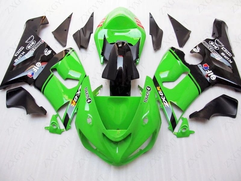 Обтекатели для Kawasaki ZX6r 2005 2006 зеленый черный полный корпус наборы Abs обтекатель
