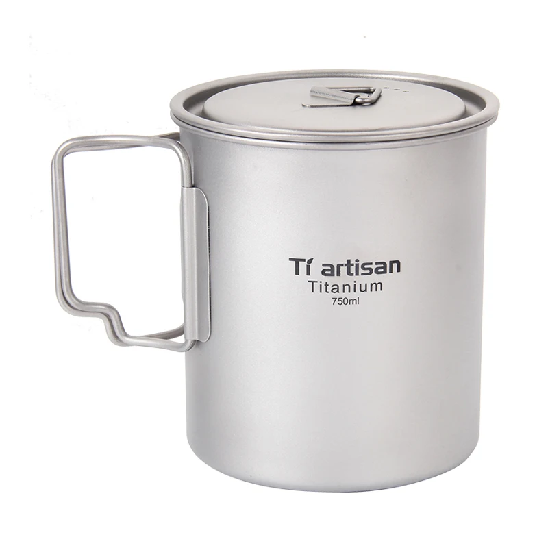 Tiartisan 750 мл кружка для воды титановые кружки кофе и чая со складной ручкой