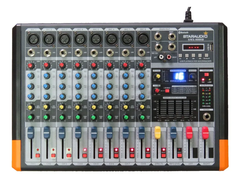 Staraudio smx 8000b 8ch 3000 Вт Усилители домашние микшера DJ этап КТВ микшерный пульт w/MP3 Bluetooth