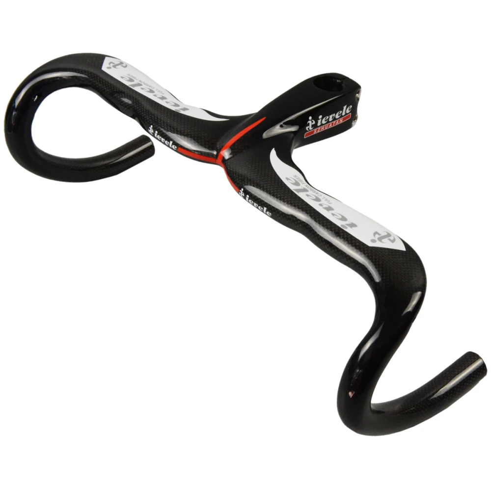 Дешево Встроенный руль Ievele для дорожного велосипеда из углеродного волокна со стержнем 28,6 мм, руль из углеродного волокна, встраиваемая ручка