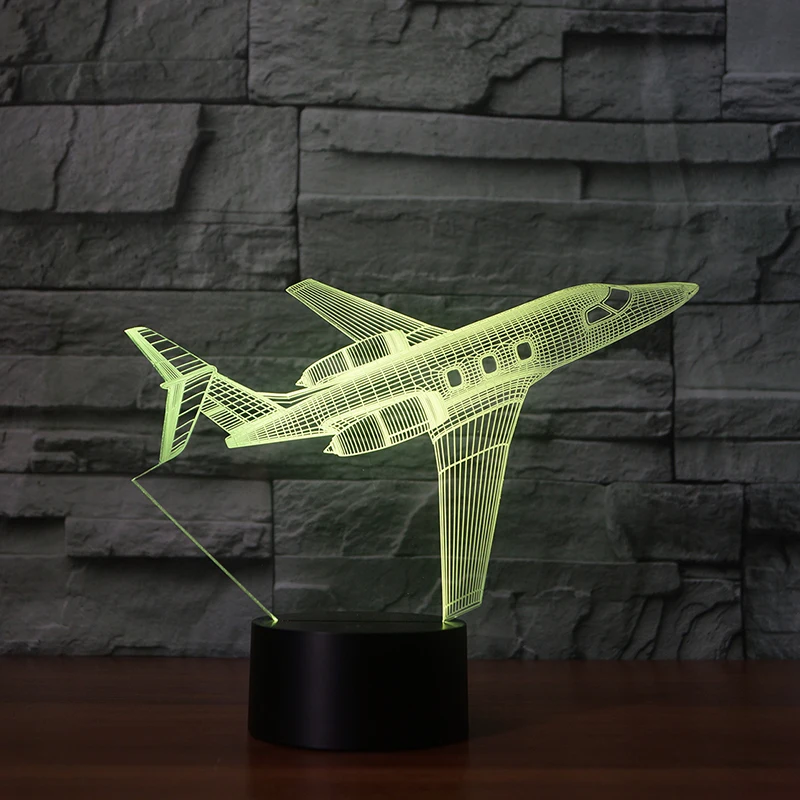 Fding 3D Светодиодная лампа самолет акриловый ночник цветной градиент сенсорный
