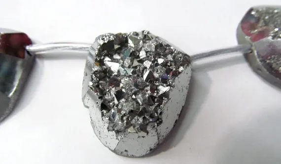 Высокое качество 30 50 мм полный прядь Druzy агат самородок камень серебро