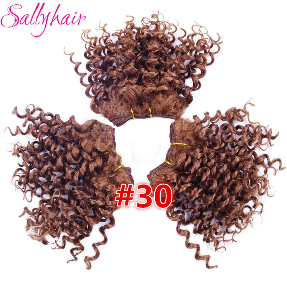 Sallyhair, афро кудрявые вязанные волосы, волнистые, коричневый цвет, высокая температура, синтетические волосы для наращивания, 3 шт./лот, волосы для плетения - Цвет: #30