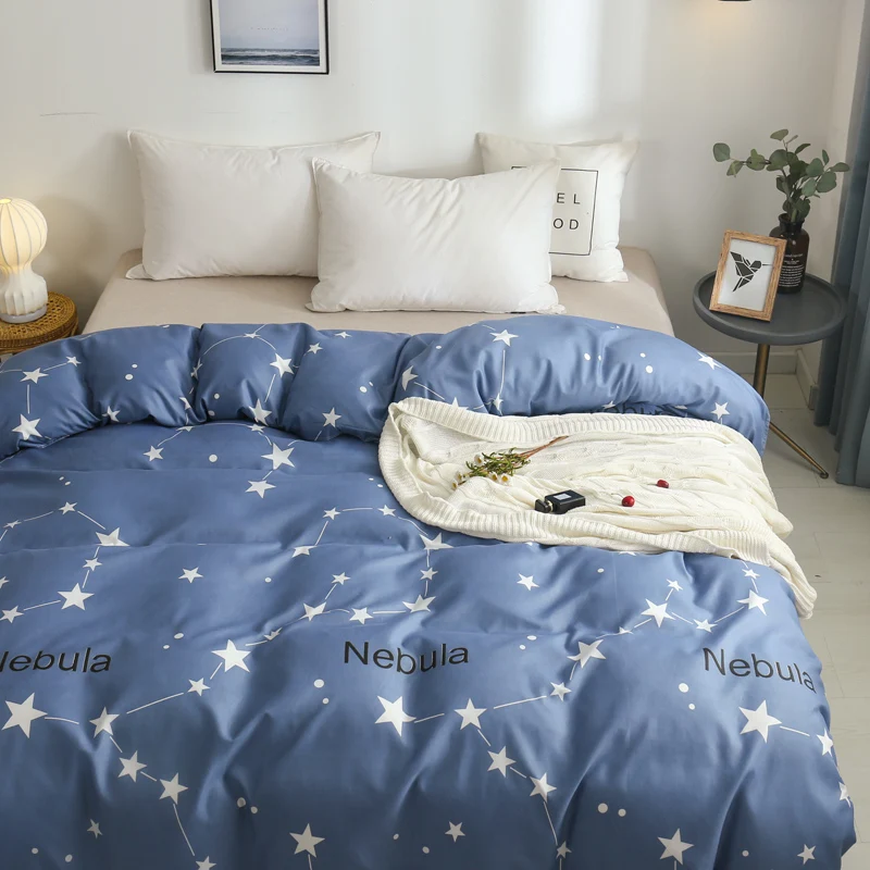 1pc Blue Space Nebula Printed Duvet Cover with Zipper Twin Full Queen King Quilt Cover Comforter Case Bedding Set Bedclothes Hot