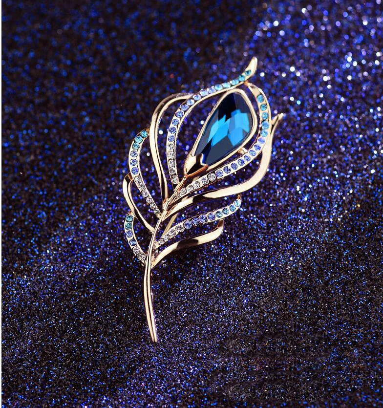 Розовое золото синий кристалл горный хрусталь с брошью для платье DIY ремесла