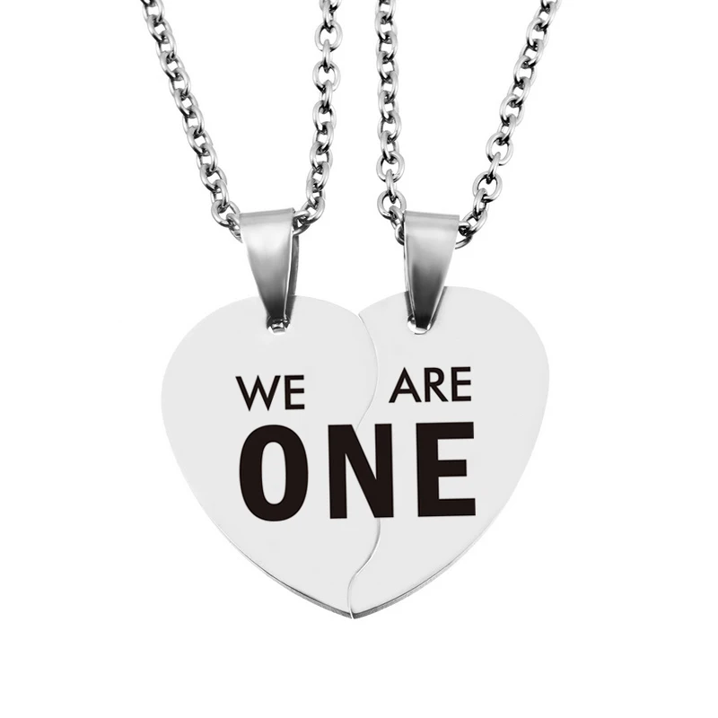 Модные ожерелья с надписью We Are One резное сердце и подвески из нержавеющей стали