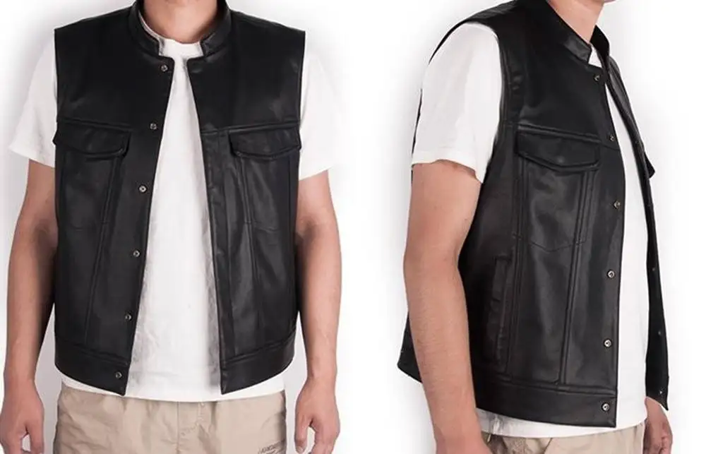 Прямая поставка мотоциклетный жилет Sons ручной работы черного цвета куртка с