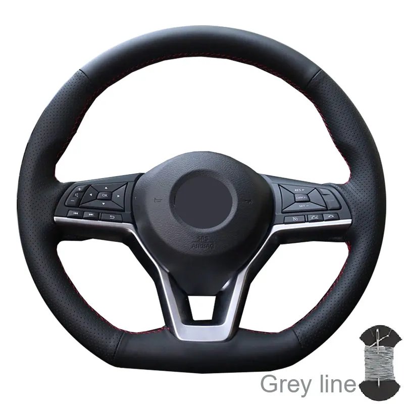 Grey thread Чехол на руль для Nissan X-Trail- Qashqai Rogue(Sport)- из мягкой волокнистой кожи чехол на руль - Название цвета: Grey thread