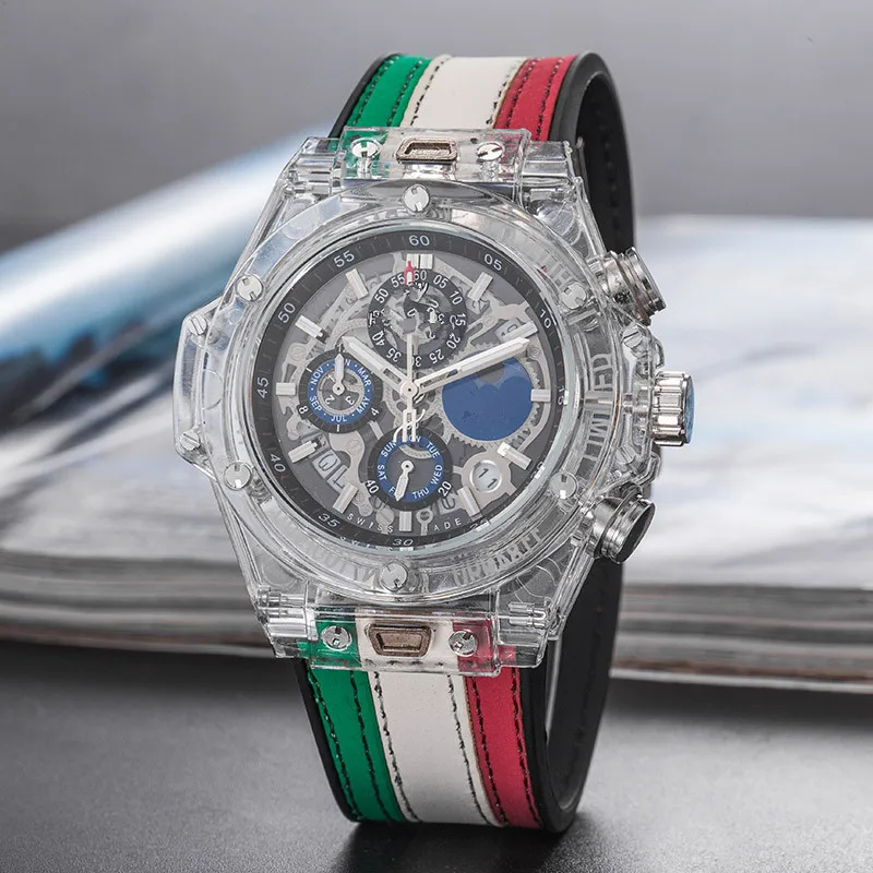 Спортивные для мужчин's Элитный бренд известный Уникальный дизайнерские кварцевые часы мужской часы кремнезема для мужчин Relogio Masculino секундомер шесть игл
