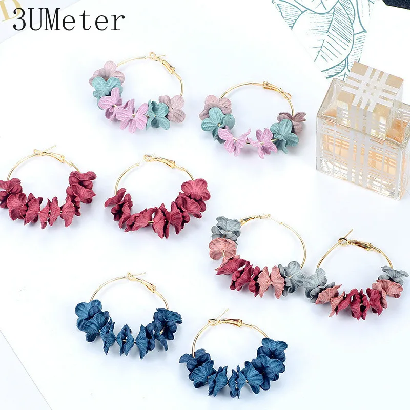 Серьги подвески в форме цветка для женщин массивные золотистые многоцветные