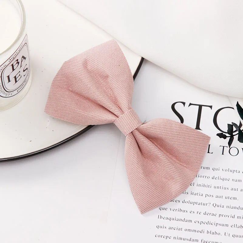 pink Новые женские элегантные хлопковые однотонные заколки для волос с большим бантом и принтом, милая простая повязка для головы, заколки для волос ручной работы, аксессуары для волос - Цвет: pink