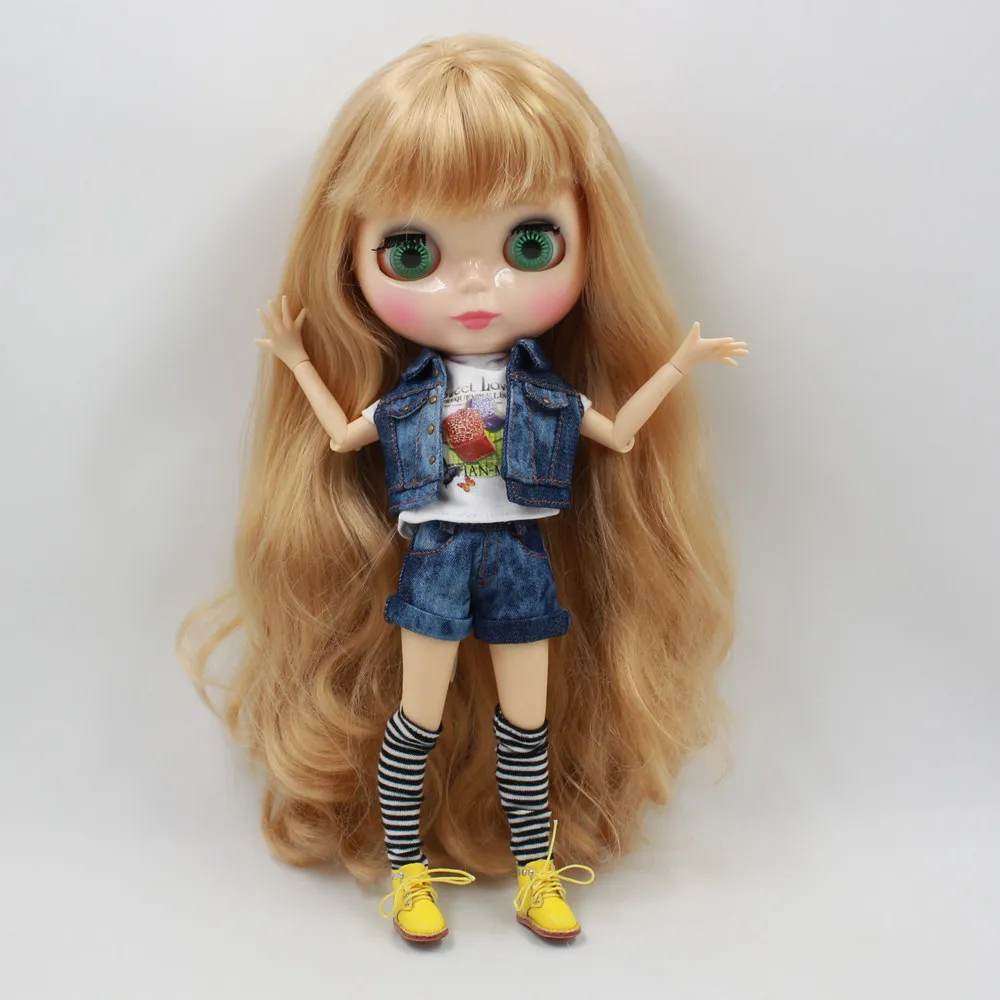DBS 1/6 bjd blyth doll icy licca body cool джинсовый костюм шорты леггинсы белая рубашка|blythe shirt|1/6