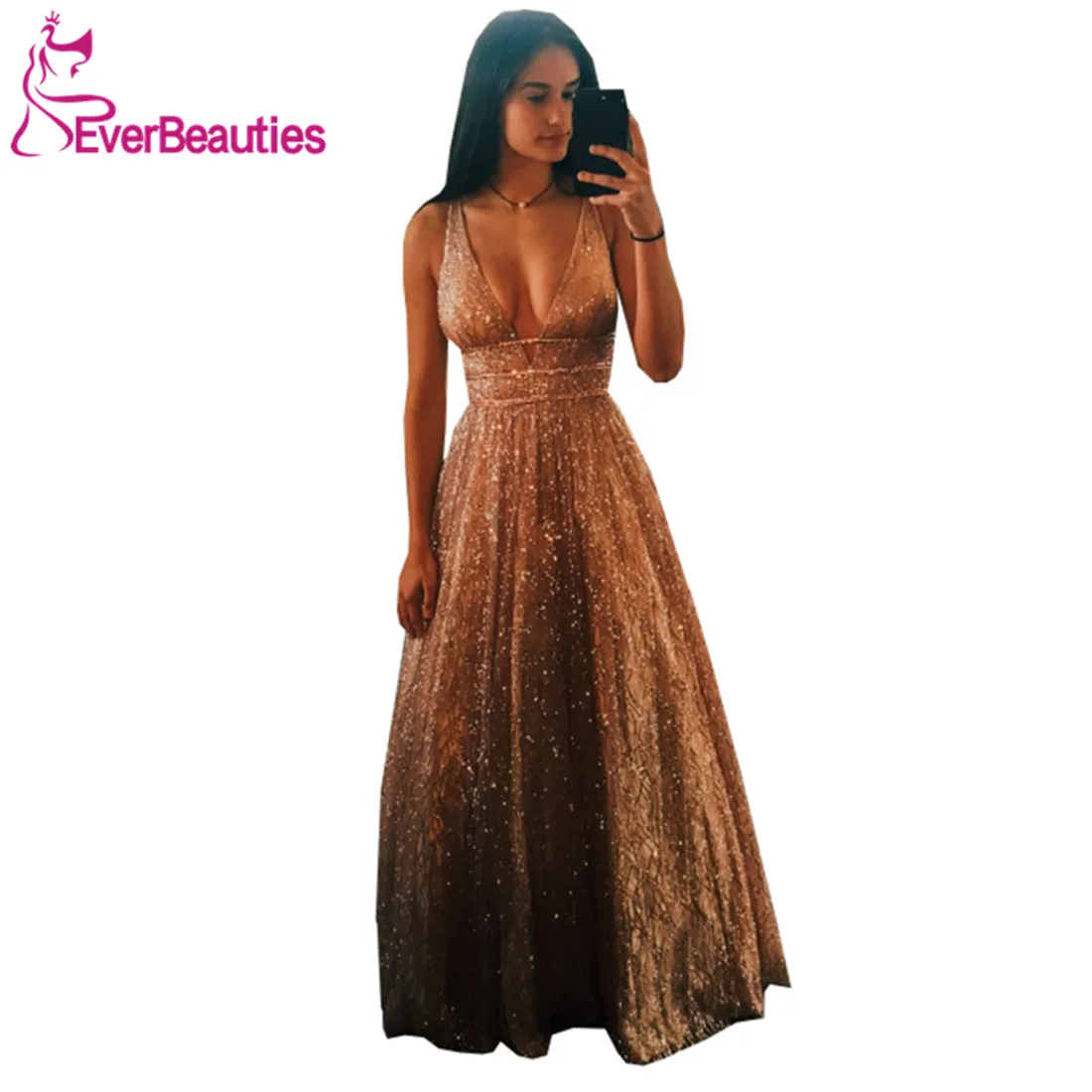 

Женское блестящее вечернее платье, длинное ТРАПЕЦИЕВИДНОЕ ПЛАТЬЕ С V-образным вырезом для выпускного вечера, 2020