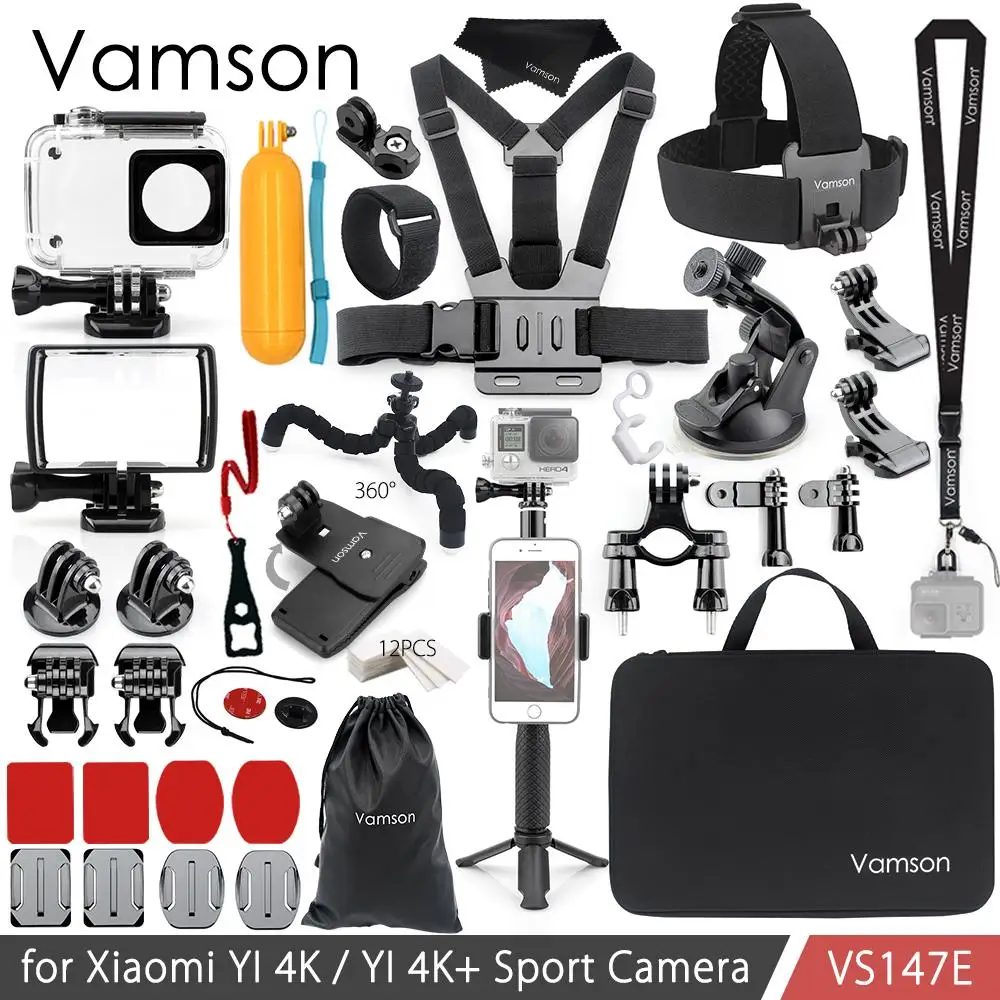 Набор аксессуаров Vamson для Xiao YI 4 K, набор штативов, моноподов, головок, ремешков, адаптеров для камеры YI 4K+ для камеры YI Lite VS147 - Цвет: VS147E