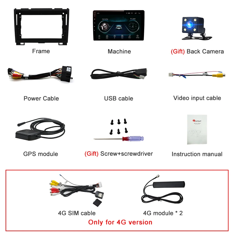 Junsun Android 8,1 4G Мобильный DVR Радио Мультимедийный видеоплеер Оперативная память 2 Гб навигационная gps для Защитные чехлы для сидений, сшитые специально для GREAT WALL H3& H5 2010 2011 2012 2 din без dvd