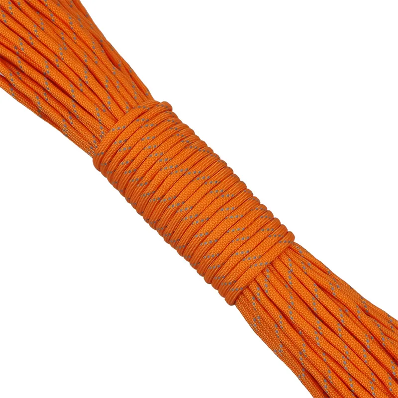 Orange 12 Colors 7 Strands Reflective Paracord For Outdoor Survival Bracelet Kit DIY Lanyard Camping Hiking Parachute Cord - Цвет: Orange