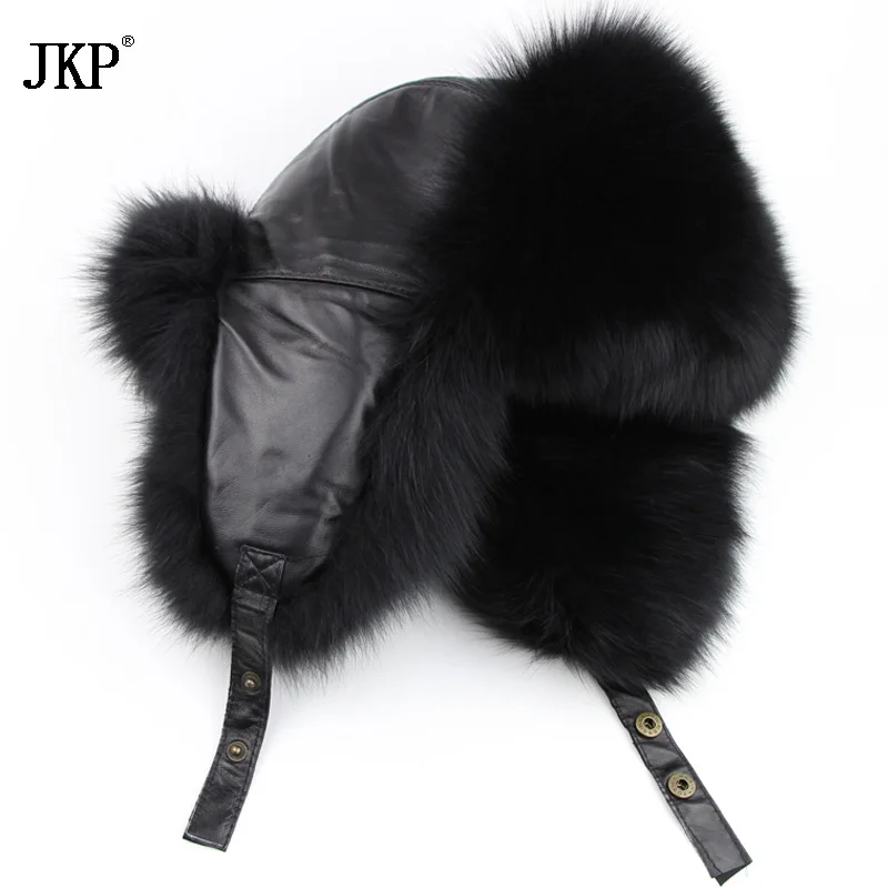 Star Men's Fur Hats 2020 Genuine Fox Fur Skin Maple Genuine Lei Feng Men's Bomber Hats Winter Genuine Leather Russian Top HJL-08