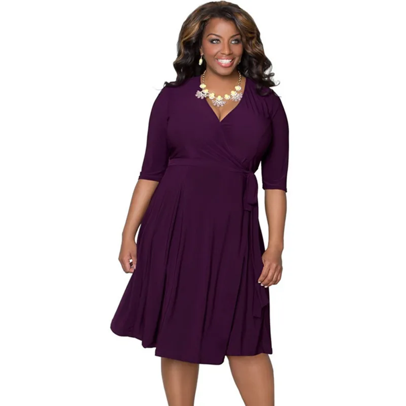 Плюс Размеры Для женщин платья 2017 В шеи сексуальные для Осенне-зимняя Дамская