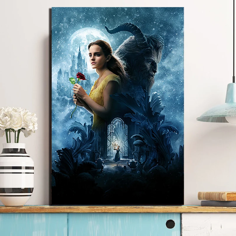 Beauty And The Beast Classic Movie Cover Artwork Poster Paintings On Canvas Modern Art Decorative Wall Pictures Home Decoration | Дом и сад