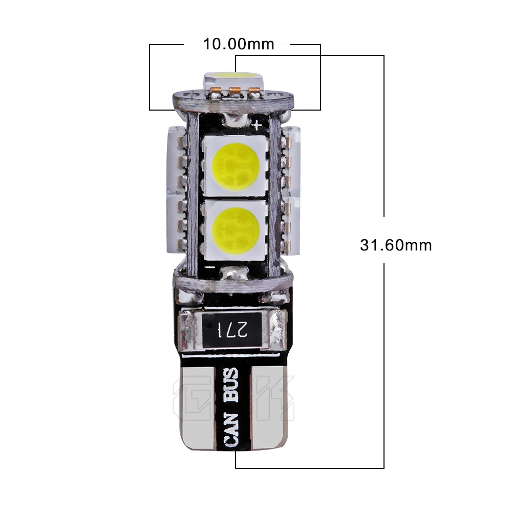 2 шт./лот Canbus автомобильные светодиодные SMD Лампы w5w T10 9led W5W canbus 194 t10 9SMD 5050 лампы для