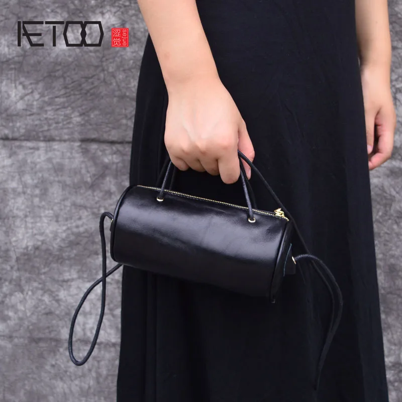 Ретро-баррель AETOO кожаная сумка из воловьей кожи мини сумка-мессенджер