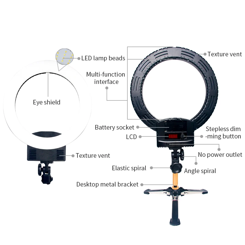 14 дюймов Selfie Ring Light светодиодное фотографическое Освещение 3200 5600K для Youtubu Камера