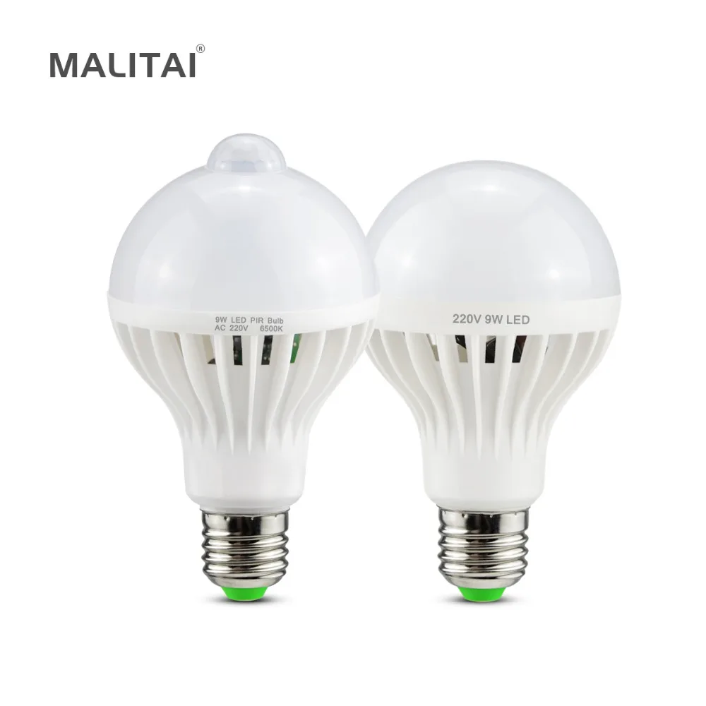 Светодиодный светильник E27 с датчиком движения и звуком голоса 220 В 3 Вт 5 7 9 12