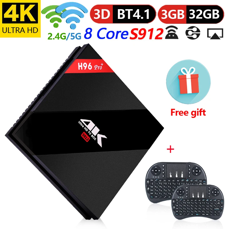 Android TV Box H96 Pro Plus 7 1 3 Гб/32 ГБ телеприставка Smart Amlogic S912 Восьмиядерный 4 K медиаплеер 2