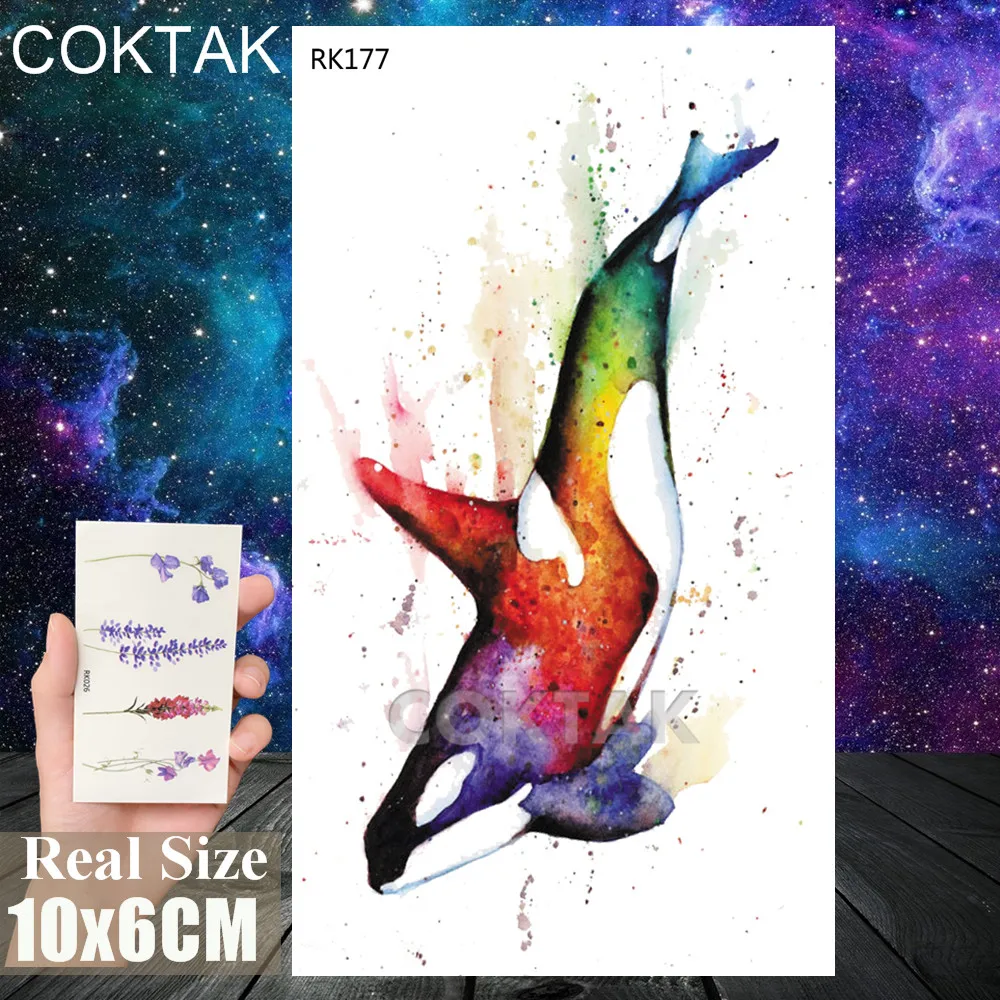 CRK177 Морская жизнь, Временные татуировки, акварельные медузы, бумага для мужчин, женщин, детей, Переводные татуировки, поддельные боди-арт, флеш-тату - Цвет: CRK177