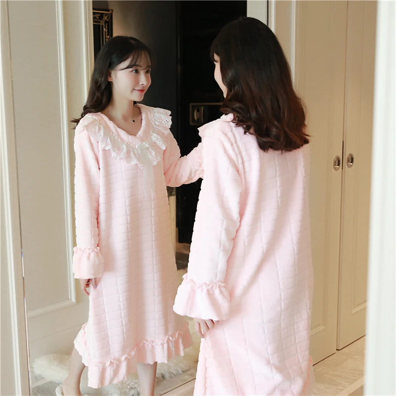 Милая Кружевная теплая фланелевая ночная рубашка принцессы для девочек новинка