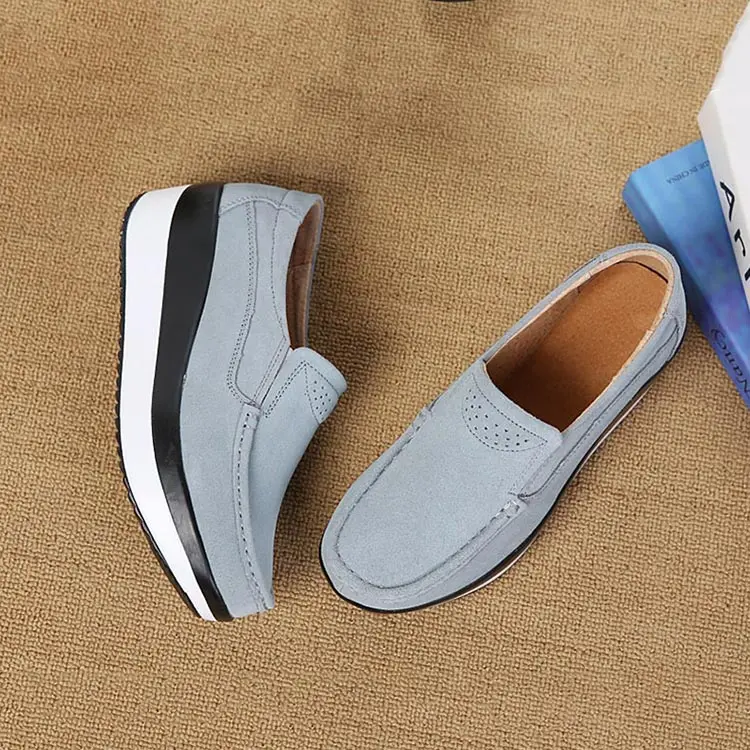 Platform shoes woman fashion sneakers women genuine leather casual women shoes round toe Loafers ladies flat shoes women